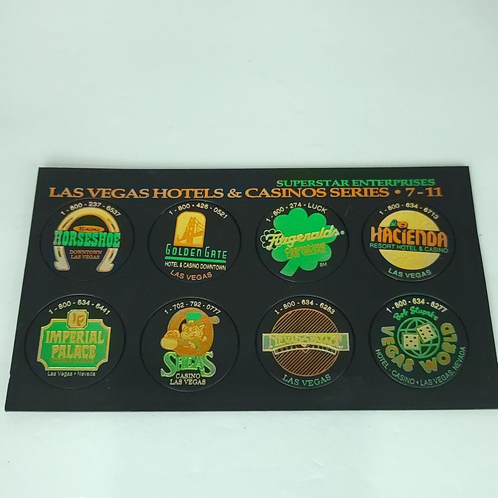 Pogs Las Vegas Hotels & Casino Series 7-11 Milk Cap POG on card